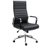 CLP Silla de Oficina ergonómica Kolumbus de Cuero auténtico, Silla de Escritorio Regulable en Altura, Capacidad de Carga hasta 150 kg, Color:Negro