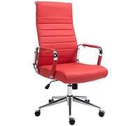 CLP Silla de Oficina ergonómica Kolumbus de Cuero auténtico, Silla de Escritorio Regulable en Altura, Capacidad de Carga hasta 150 kg, Color:Rojo