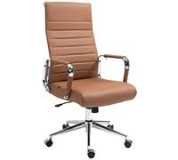 CLP Silla de Oficina ergonómica Kolumbus de Cuero auténtico, Silla de Escritorio Regulable en Altura, Capacidad de Carga hasta 150 kg, Color:marrón Claro