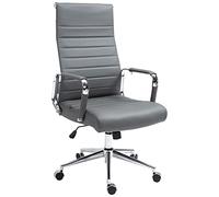 CLP Silla de Oficina ergonómica Kolumbus de Cuero auténtico, Silla de Escritorio Regulable en Altura, Capacidad de Carga hasta 150 kg, Color:Gris