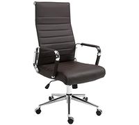 CLP Silla de Oficina ergonómica Kolumbus de Cuero auténtico, Silla de Escritorio Regulable en Altura, Capacidad de Carga hasta 150 kg, Color:marrón