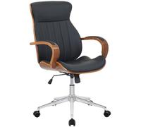 CLP Silla de Oficina ergonomica Melilla, Altura Regulable y giratoria, Respaldo reclinable con Bloqueo y reposabrazos de Polipiel, Color:Nuez/Negro