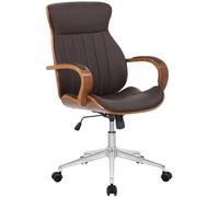 CLP Silla De Oficina Melilla Ergonómica En Símil Cuero & Base con Ruedas I Silla De Escritorio Regulable En Altura, Color:Nuez/marrón