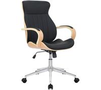 CLP Silla De Oficina Melilla Ergonómica En Símil Cuero & Base con Ruedas I Silla De Escritorio Regulable En Altura, Color:Natural/Negro