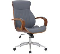 CLP Silla de Oficina ergonomica Melilla, Altura Regulable y giratoria, Respaldo reclinable con Bloqueo y reposabrazos de Polipiel, Color:Nuez/Gris
