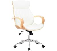 CLP Silla de Oficina ergonomica Melilla, Altura Regulable y giratoria, Respaldo reclinable con Bloqueo y reposabrazos de Polipiel Color:Natural/Blanco