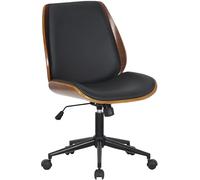 CLP Silla De Oficina Mitch con Carcasa De Madera I Silla De Escritorio con Tapizado En Polipiel & Base Metálica, Color:Nuez/Negro, Color del Marco:Negro