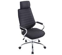 CLP Silla de Oficina ergonómica Rako, Ajustable en Altura, giratoria, con tapizado de Tela, Respaldo con reposacabezas, reposabrazos Acolchados, Color:Negro