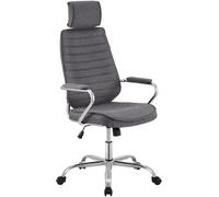 CLP Silla de Oficina ergonómica Rako, Ajustable en Altura, giratoria, con tapizado de Tela, Respaldo con reposacabezas, reposabrazos Acolchados, Color:Gris Oscuro