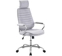 CLP Silla de Oficina ergonómica Rako, Ajustable en Altura, giratoria, con tapizado de Tela, Respaldo con reposacabezas, reposabrazos Acolchados Color Gris Claro