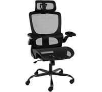 CLP Silla de Oficina ergonómica, Silla de Escritorio Kaylee Regulable en Altura con reposacabezas, Silla giratoria con Apoyo Lumbar, Color:Negro
