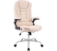 CLP Silla de Oficina Ergonómica Thor, Giratoria, Respaldo Basculante, Diseño Moderno, Altura Ajustable 49-59 cm, Estructura Cromada, Color:Crema