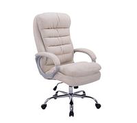 CLP Silla De Oficina Ergonómica Vancouver En Tela & Base con Ruedas I Silla De Escritorio Regulable En Altura & Giratoria, Color:Crema