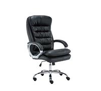 CLP Silla de Oficina ergonómica Vancouver XXL, soporta hasta 150 kg, Regulable en Altura, giratoria, reclinable con Bloqueo, Piel sintética Color:Negro