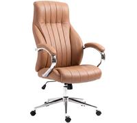CLP Silla de Oficina ergonomica Wigan, Sillon Ejecutivo con Detalles de Piel autentica, Altura Regulable, Funcion basculante, hasta 135 kg Color:marrón Claro