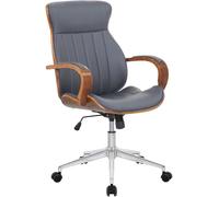 CLP Silla de oficina giratoria regulable en simil cuero nogal/gris