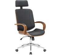 CLP Silla de oficina giratoria regulable en Simil cuero Nogal/negro