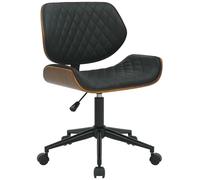 CLP Silla De Oficina Harvest De Madera & Polipiel I Silla De Escritorio Giratoria De Altua Ajustable con Ruedas, Color:Nuez/Negro