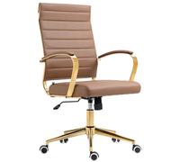 CLP Silla De Oficina Havanna Tapizada En Polipiel I Silla De Escritorio Elegante con Repoabrazos, Ruedas & Giratoria, Color:marrón Claro