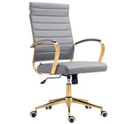 CLP Silla De Oficina Havanna Tapizada En Polipiel I Silla De Escritorio Elegante con Repoabrazos, Ruedas & Giratoria, Color:Gris