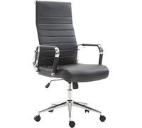 CLP Silla De Oficina Kolumbus En Simil Cuero & Base De Metal con Ruedas I Silla De Escritorio Ergonómica & Regulable En Altura, Color:Negro