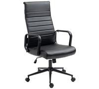 CLP Silla de oficina Kolumbus – símil cuero, base metálica con ruedas, regulable en altura – Negro
