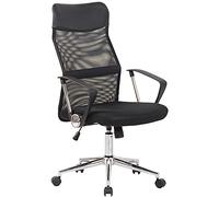 CLP Silla De Oficina Korba En Malla & Base De Metal I Silla De Escritorio con Ruedas Giratoria & Regulable En Altura, Color:Negro