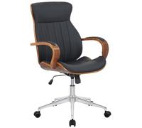 CLP Silla De Oficina Melilla Ergonómica En Símil Cuero & Base con Ruedas I Silla De Escritorio Regulable En Altura, Color:Nuez/Negro