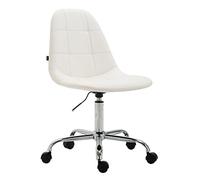 CLP Silla De Oficina Moderna Reims En Cuero PU I Silla De Escritorio con Respaldo I Silla De Ordenador con Ruedas, Color:Blanco