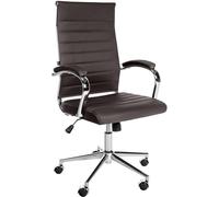 CLP Silla De Oficina Mollis En Cuero Auténtico I Silla Giratoria para Escritorio con Reposabrazos Acolchados Color:café