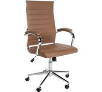 Silla de oficina mollis de cuero auténtico marrón claro 61x56x102 cm