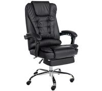 CLP Silla de Oficina Oxygen I Silla de Escritorio con reposapiés I Silla giratoria ergonómica, Regulable en Altura sin escalonamientos, Color:Negro, Material:Cuero Sintetico
