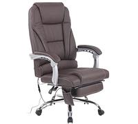CLP Silla De Oficina Pacific Ergonómica De Cuero Original I Silla Acolchada Ejecutiva con Función De Masaje, Color:marrón