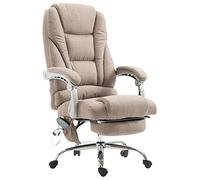 CLP Silla de Oficina Pacific Tela con función de Masaje I Silla de Oficina con Ruedas Ajustable en Altura I Sillón ergonómico con Reposo, Color: Topo