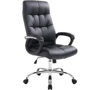 CLP Silla De Oficina Poseidon XXL En Simil Cuero con Base De Metal & Ruedas I Silla De Escritorio Ergonómica & Giratoria, Color:Negro