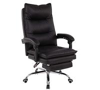 CLP Silla De Oficina Power En Cuero PU I Silla Ejecutiva Extra Acolchada, Ergonómica I Silla De Ordenador Altura Regulable & con Ruedas, Color:Negro