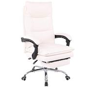 CLP Silla De Oficina Power En Cuero PU I Silla Ejecutiva Extra Acolchada, Ergonómica I Silla De Ordenador Altura Regulable & con Ruedas, Color:Blanco