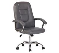 CLP Silla De Oficina Reedville Tapizada En Cuero Sintético I Sillón De Escritorio Girarorio con Reposabrazos Acolchados, Color:Gris