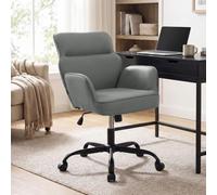 CLP Silla de Oficina Regulable Amado Cuero sintético Acolchada giratoria con Brazos y Respaldo soporta hasta 135 kg Color:Gris