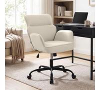 CLP Silla de Oficina Regulable Amado Cuero sintético Acolchada giratoria con Brazos y Respaldo soporta hasta 135 kg Color:Crema
