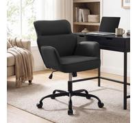 CLP Silla de Oficina Regulable Amado Cuero sintético Acolchada giratoria con Brazos y Respaldo soporta hasta 135 kg Color:Negro