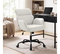 CLP Silla de Oficina Regulable Amado Cuero sintético Acolchada giratoria con Brazos y Respaldo soporta hasta 135 kg Color:Blanco