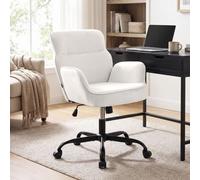 CLP Silla de Oficina Regulable en Altura Amado, Silla Escritorio tapizada Terciopelo, giratoria con reposabrazos y Respaldo, hasta 135 kg Color:Crema