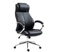 CLP Silla de Oficina Salford I Silla de Escritorio con tapizado de Piel auténtica I Silla Regulable en Altura y giratoria, Color:Negro