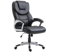 CLP Silla de Oficina Texas ergonómico, Ajustable en Altura y Giratorio, con reposabrazos, Respaldo reclinable, Dcuero sintético, Color:Negro