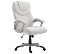 CLP Silla de Oficina Texas ergonómico, Ajustable en Altura y Giratorio, con reposabrazos, Respaldo reclinable, Dcuero sintético, Color:Blanco