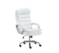 CLP Silla De Oficina Vancouver XXL En Simil Cuero & Regulable En Altura I Silla De Escritorio Ergonómica & con Ruedas, Color:Blanco