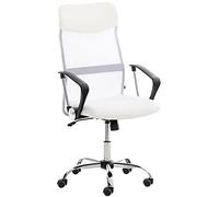 CLP Silla de oficina Washington – Tapizada en red, ergonómica con ruedas – Blanco