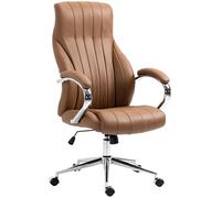 CLP Silla De Oficina Wigan Tapizada En Cuero Real I Silla Ejecutiva Elegante con Reposabrazos Acolchados & Ruedas, Color:marrón Claro