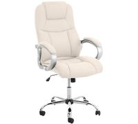 CLP Silla de oficina giratoria regulable en Simil cuero Crema